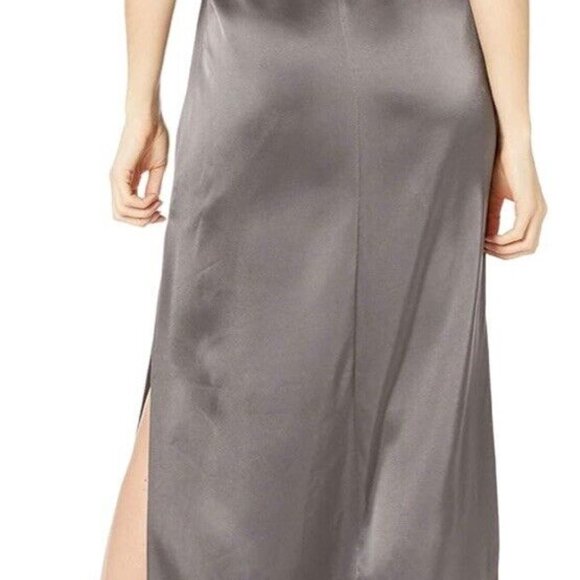 NWT Halston Heritage Silver Gray Racerback Satin Slip‎ Midi Dress Size S $295.00 - Picture 10 of 16